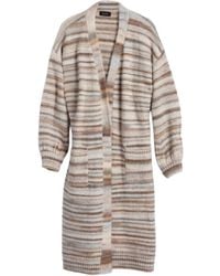 Saachi - Horizontal Striped Long Old Lace Cardigan Sweater - Lyst