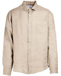 Haris Cotton - Neutrals Long Sleeved Front Pocket Linen Shirt - Lyst