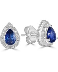 Artisan - Pear-Shaped Sapphire & Diamond Halo Stud Earrings - Lyst