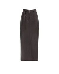 Julia Allert - Croc-Effect Faux Leather Straight Long Skirt With Belt - Lyst