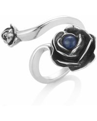 Unaloe - Rose Ring With Natural Sapphire– Adjustable Sterling Flower Jewelry - Lyst