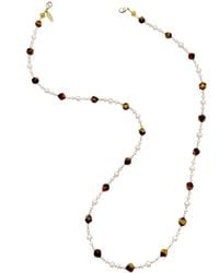 Farra - Removable Freshwater Pearls & Tiger Eye Glasses Chain - Lyst