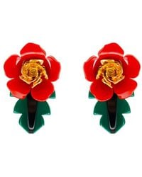 Gissa Bicalho - Handmade Acrylic Earring Rose And Leaf S - Lyst