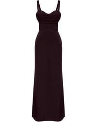 POST MERIDIEM - Chocolate Maxi Dress With Gathered Bodice - Lyst