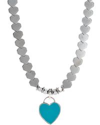 Ebru Jewelry - Turquoise Heart Pendant Silver Hematite Stone Heart Shape Chain Necklace - Lyst