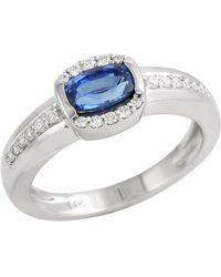 Artisan - Natural Oval Cut Sapphire Pave Diamond Band Ring - Lyst