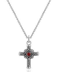 Unaloe - Sterling Cross Necklace With Natural Garnet – Elegant Jewelry For - Lyst