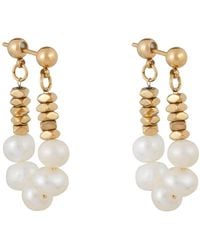 Ballinger Jewellery - Pearl Garland Drop Statement Hoop Earrings - Lyst