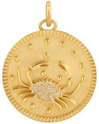 Artisan - Yellow Gold Pave Diamond Crab Charm Pendant - Lyst