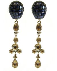 Artisan - 14k Gold 925 Sterling Silver Natural Diamond Dangle Earrings - Lyst
