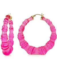 Gold & Honey - Hot Bamboo Lucite Hoop Earrings - Lyst