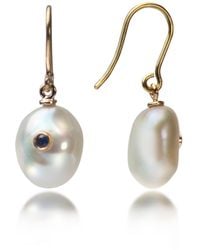 The Jewellery Store London - Keshi Pearl Earrings With Sapphire - Lyst