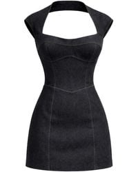 Nocturne - Backless Mini Denim Dress With Built-In Cup Detail - Lyst