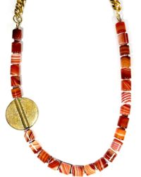 Rachel Nathan - Banded Agate & Brass Medallion Necklace - Lyst