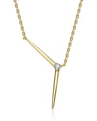 Genevive Jewelry - Genevive Sterling Plated With Cubic Zirconia Solar Chevron Necklace - Lyst