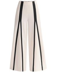 Paisie - Neutrals Contrast Detail Wide Leg Trousers - Lyst