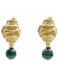 Farra - Malachite Dangle Stud Earrings - Lyst
