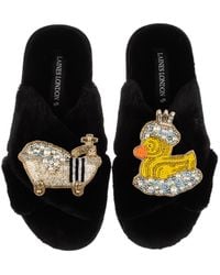 Laines London - Classic Laines Slippers With Rubber Duck Bath Queen Brooches - Lyst
