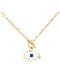 VALERIE CHIC - Evil Eye Pearl Necklace 18K - Lyst