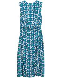 Niza - Eda Printed Midi Dress With Round Neckline And Shoulder Pads - Lyst