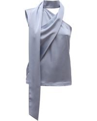 Julia Allert - Asymmetrical Satin Top With Choker Collar Light - Lyst