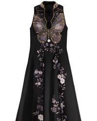 Rondooz - Sovereign Butterfly — Hand Painted Satin Dress With Stone Embellishment - Lyst