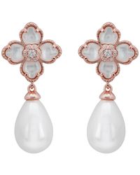LÁTELITA London - Rose Flower Clover Pearl Drop Earrings Mother Of Pearl Rosegold - Lyst