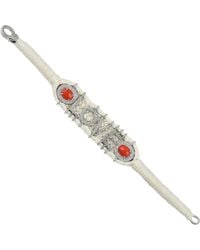 Artisan - 925 Sterling Coral & Diamond Love Macramé Bracelet - Lyst