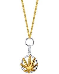 True Rocks - 2 Tone Sterling & 18Kt Plated Mini Happy Leaf Pendant On Chain - Lyst