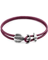Anchor and Crew - Aubergine Purple Delta Anchor Silver & Rope Bracelet - Lyst