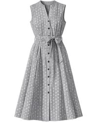 Yumi' - Broderie Anglaise Embroidered Sleeveless Shirt Dress - Lyst