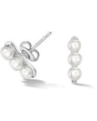 Dower & Hall - Timeless Triple Pearl Bar Studs - Lyst