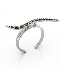 Linda Fiore - Swirl Ring With Onyx Cz - Lyst