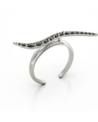 Linda Fiore - Swirl Ring With Onyx Cz - Lyst