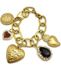 Achala Handcrafted - Neutrals Magali Crystal & Heart Charm Bracelet - Lyst