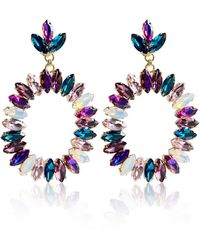 Laura Gray - Celest Crystal Hoop Earring - Lyst