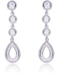 Genevive Jewelry - Sterling Plated With Clear Round Cubic Zirconia Pear Drop Earrings - Lyst