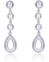 Genevive Jewelry - Sterling Plated With Clear Round Cubic Zirconia Pear Drop Earrings - Lyst