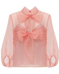 Georgette - Soft Rose Bow Top - Lyst