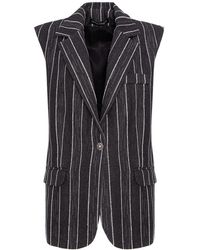 Larisa Dragna - Oversized Denim Vest With Stripes - Lyst