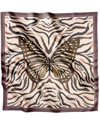 Lamberty Munich - Rose Neutrals Spotted Zebra Butterfly Italian Mulberry Silk Scarf - Lyst