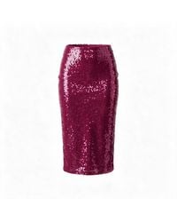 Janara Jones - Raspberry Colour Sequin Malina Midi Skirt - Lyst