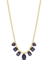 SHYMI - Rhodium Dangling Mix Shape Stones On Beaded Ball Chain - Lyst