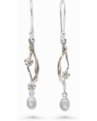 Isla Silver - Dainty Flower & Moonstone Drop Earrings - Lyst