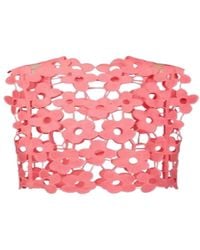 Saachi - Floral Open Knit Vest Coral Top - Lyst