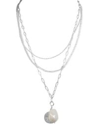 FV Jewellery - Steel Me Triple Chain & Pearl Necklace - Lyst