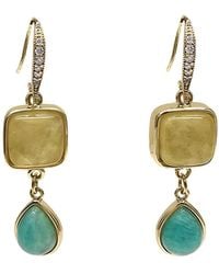 Farra - Citrine With Amazonite Dangle Earrings - Lyst