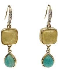 Farra - Citrine With Amazonite Dangle Earrings - Lyst