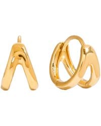Elk & Bloom - 14K Double Wave Huggie Hoops - Lyst