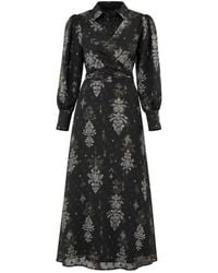 John Abgin - Chiffon Burnout Printed Cross-Over Maxi Dress - Lyst